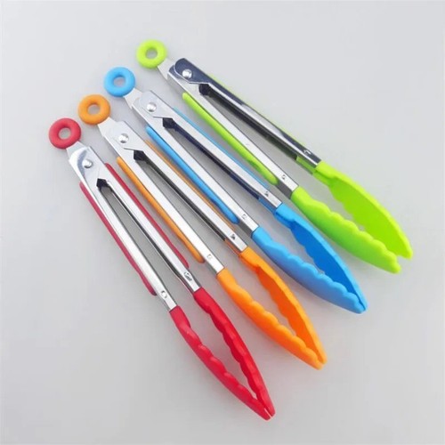 Silicone bbq grilling tongs - 8",