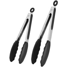 2X Silicone Cooking Tongs 9" &