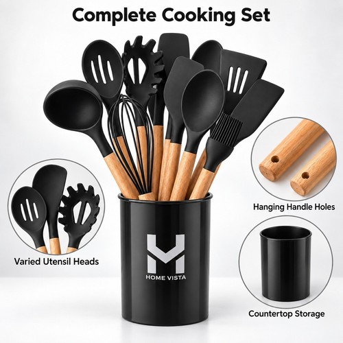 Silicone kitchen utensils set - silicone,