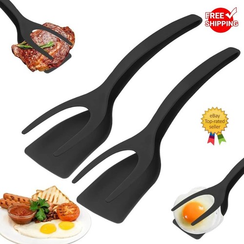 Grip flip spatula tongs - 2-in-1,