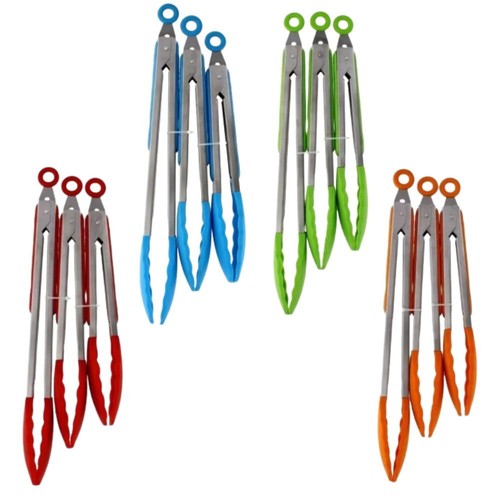 Pack silicone cooking tongs - silicone,