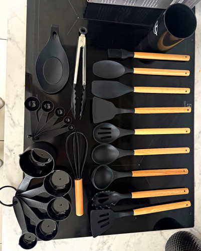 23pc black silicone - black, non-stick